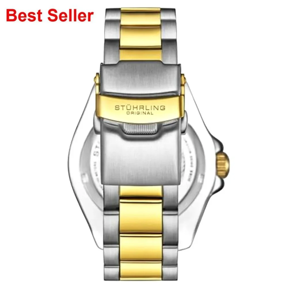 Men's Dive Watch Swiss Quartz Movement Stainless Steel Bracelet Water Resistant